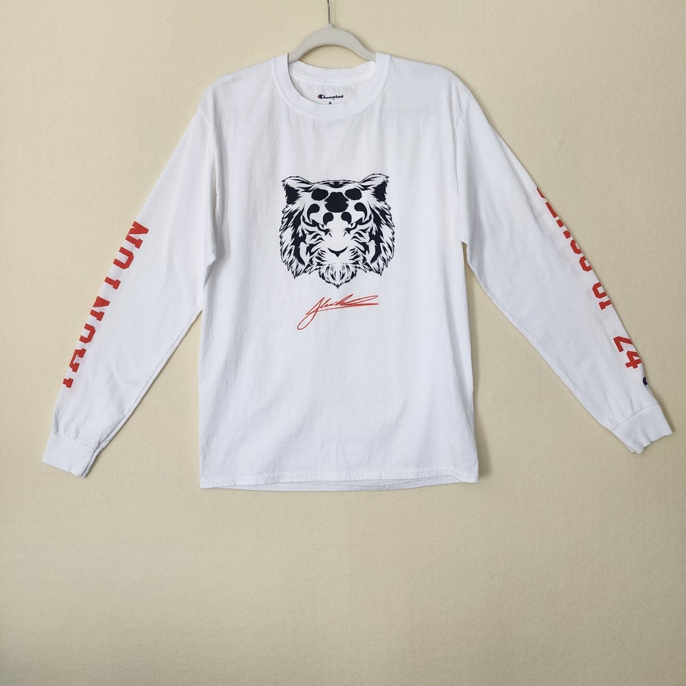 Champion Taunton Class of 2024 Tiger Graphic Long Sleeve T-Shirt White Mens M